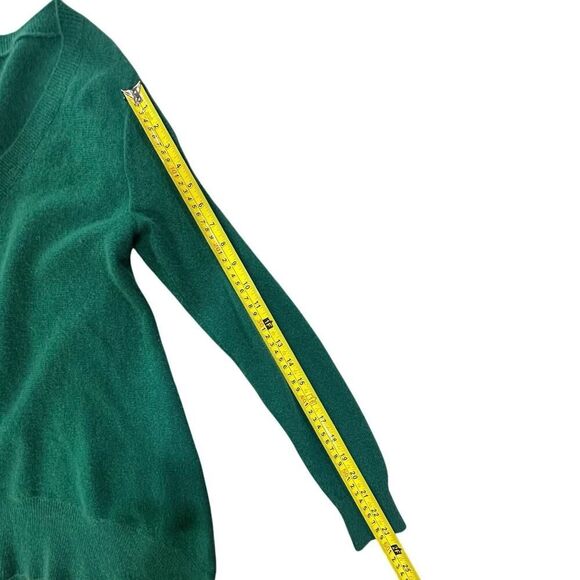 Sofia 100% Cashmere V Neck Ribbed Hem Emerald Green Pullover Sweater Women’s XS - Picture 14 of 15